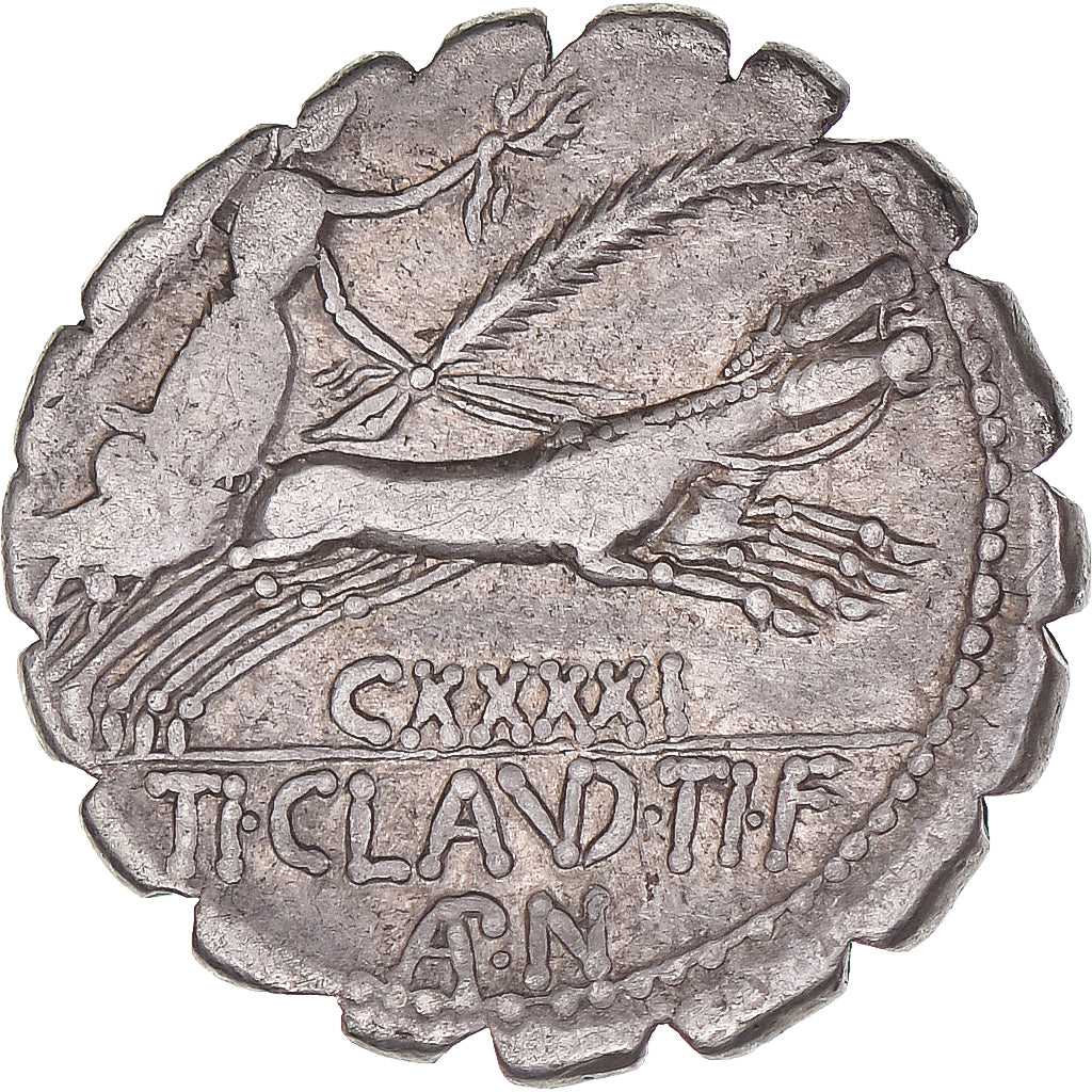 Κέρμα, 
  
  Ti. Κλαύδιος Τι. φά. Απ. n. Νέρωνας, 
  
  Denarius Serratus