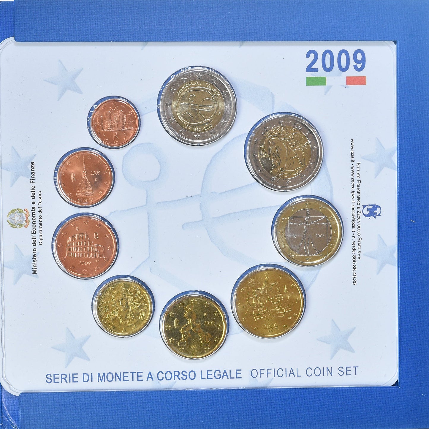 Ιταλία, 
  
  Σετ 1 ct. - 2 ευρώ, 
  
  2009