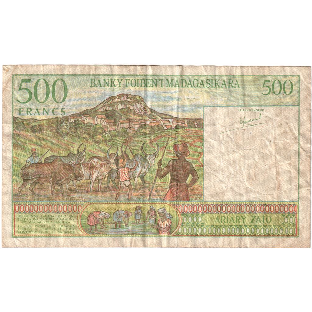 Μαδαγασκάρη, 
  
  500 Φράγκα = 100 Αρία, 
  
  VF (20-25)