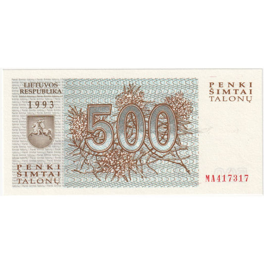 Λιθουανία, 
  
  500 Talonu, 
  
  UNC(65-70)