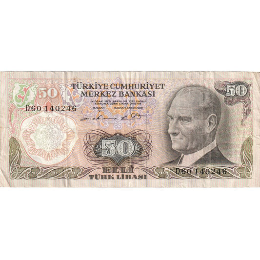 Τουρκία, 
  
  50 λίρες, 
  
  1970-01-14