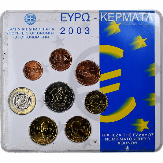 Ελλάδα, 
  
  Σετ 1 ct. - 2 ευρώ, 
  
  Κάρτα νομισμάτων.FDC