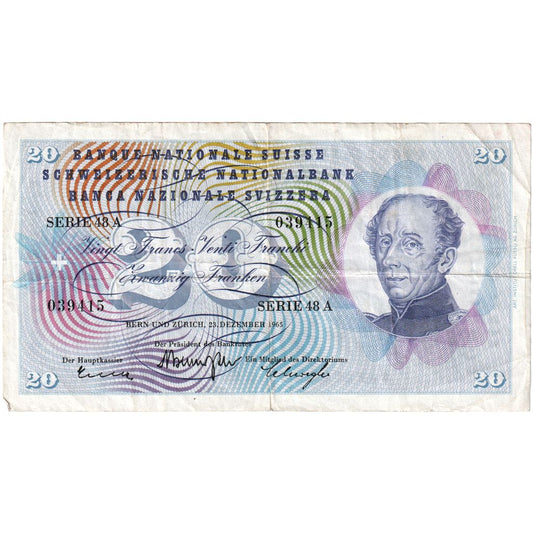 Ελβετία, 
  
  20 Franken, 
  
  1964-12-23