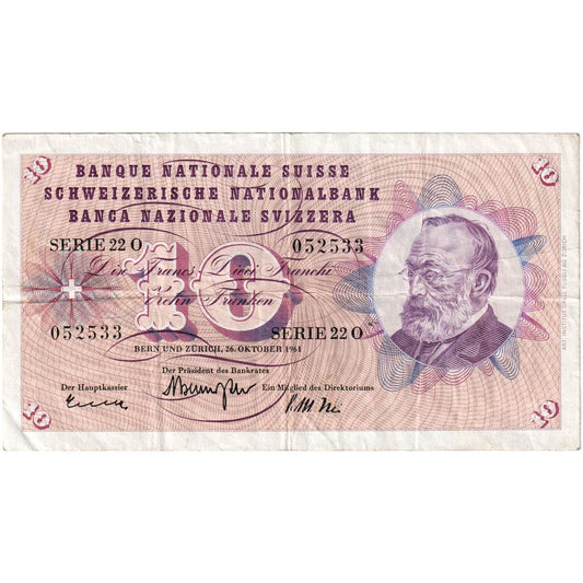 Ελβετία, 
  
  10 Franken, 
  
  1964-10-26