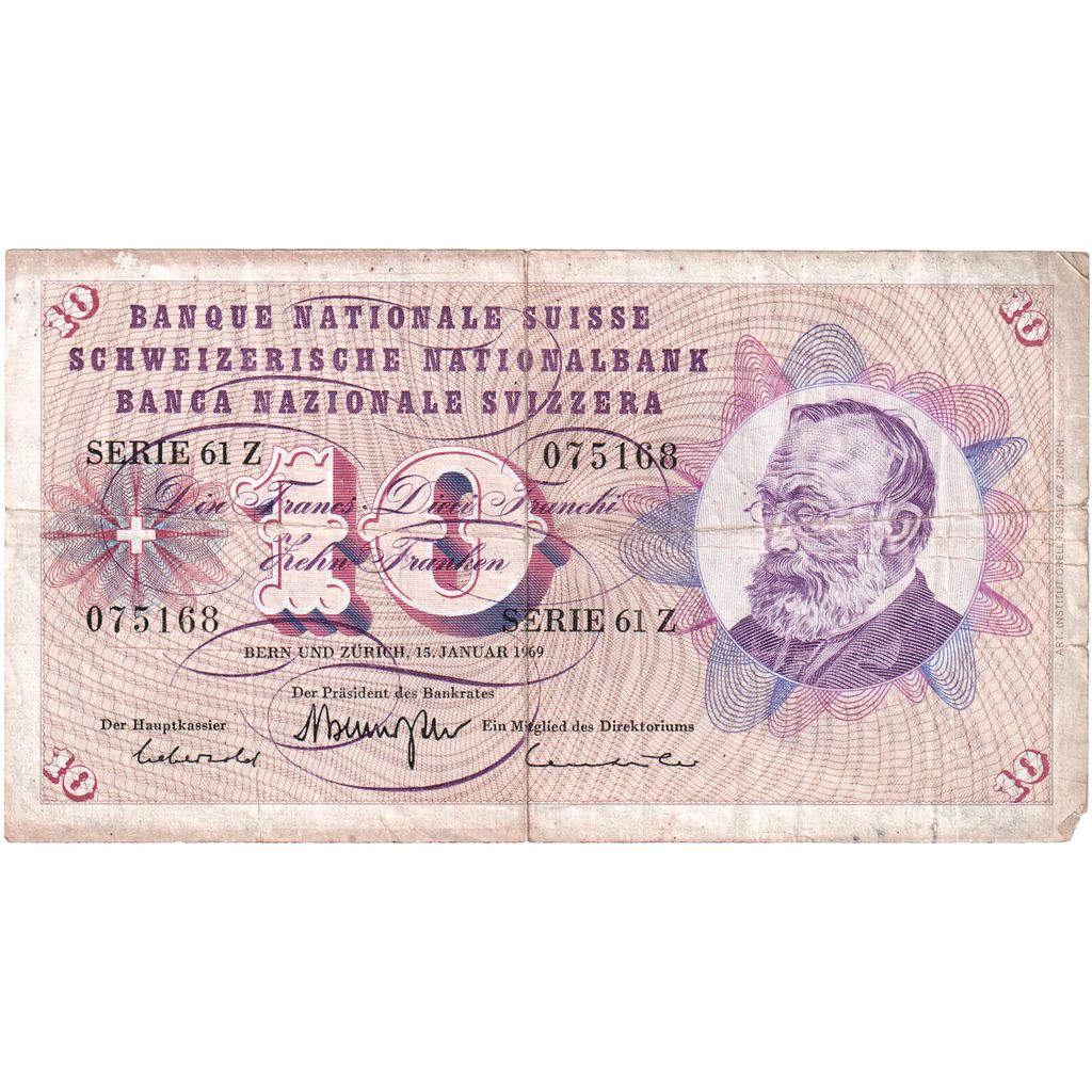 Ελβετία, 
  
  10 Franken, 
  
  1969-01-15