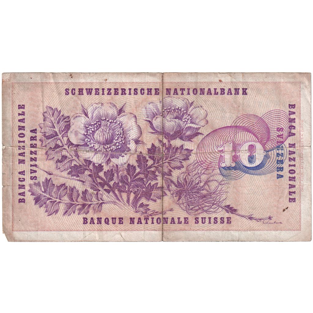 Ελβετία, 
  
  10 Franken, 
  
  1969-01-15