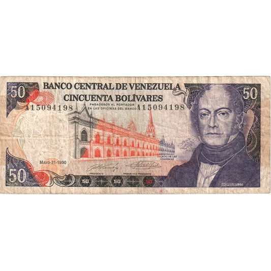 Βενεζουέλα, 
  
  50 Bolivares, 
  
  1990-05-31