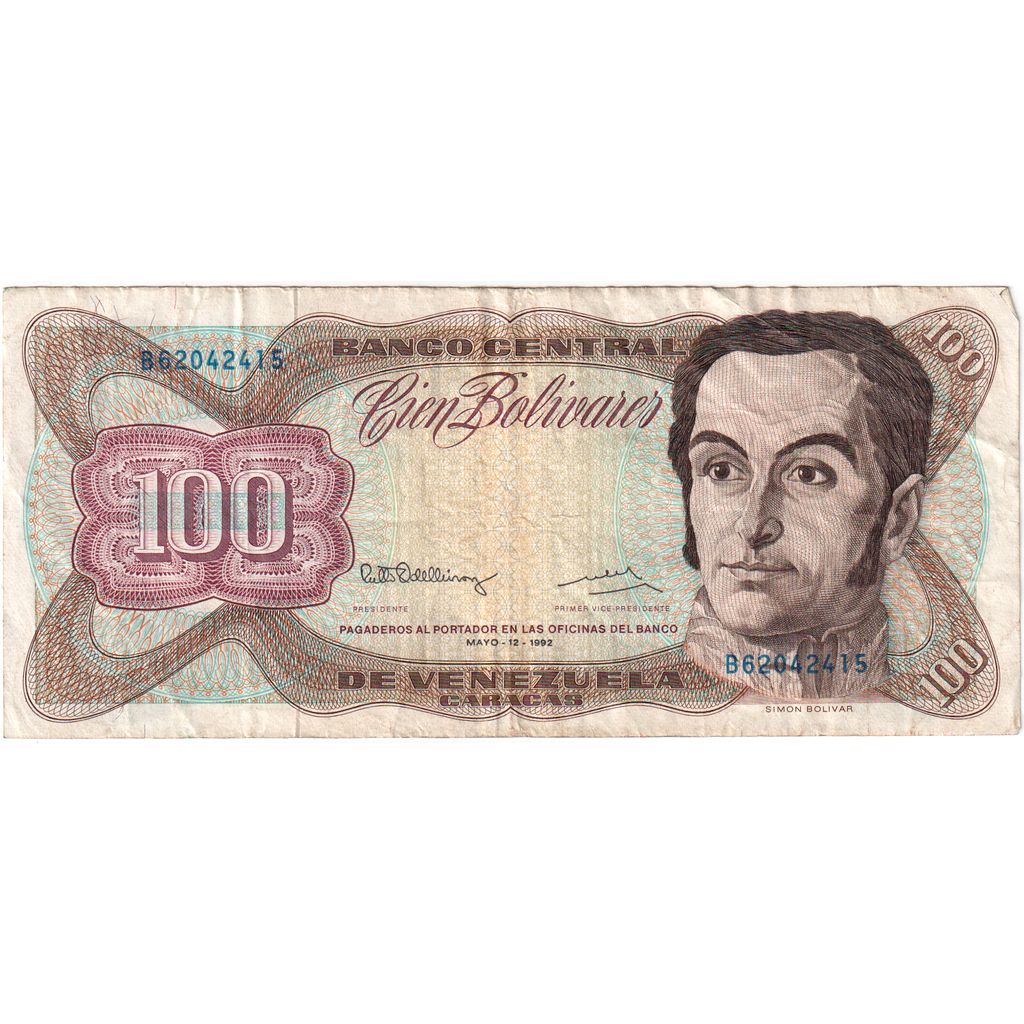 Βενεζουέλα, 
  
  100 Bolivares, 
  
  1992-12-08