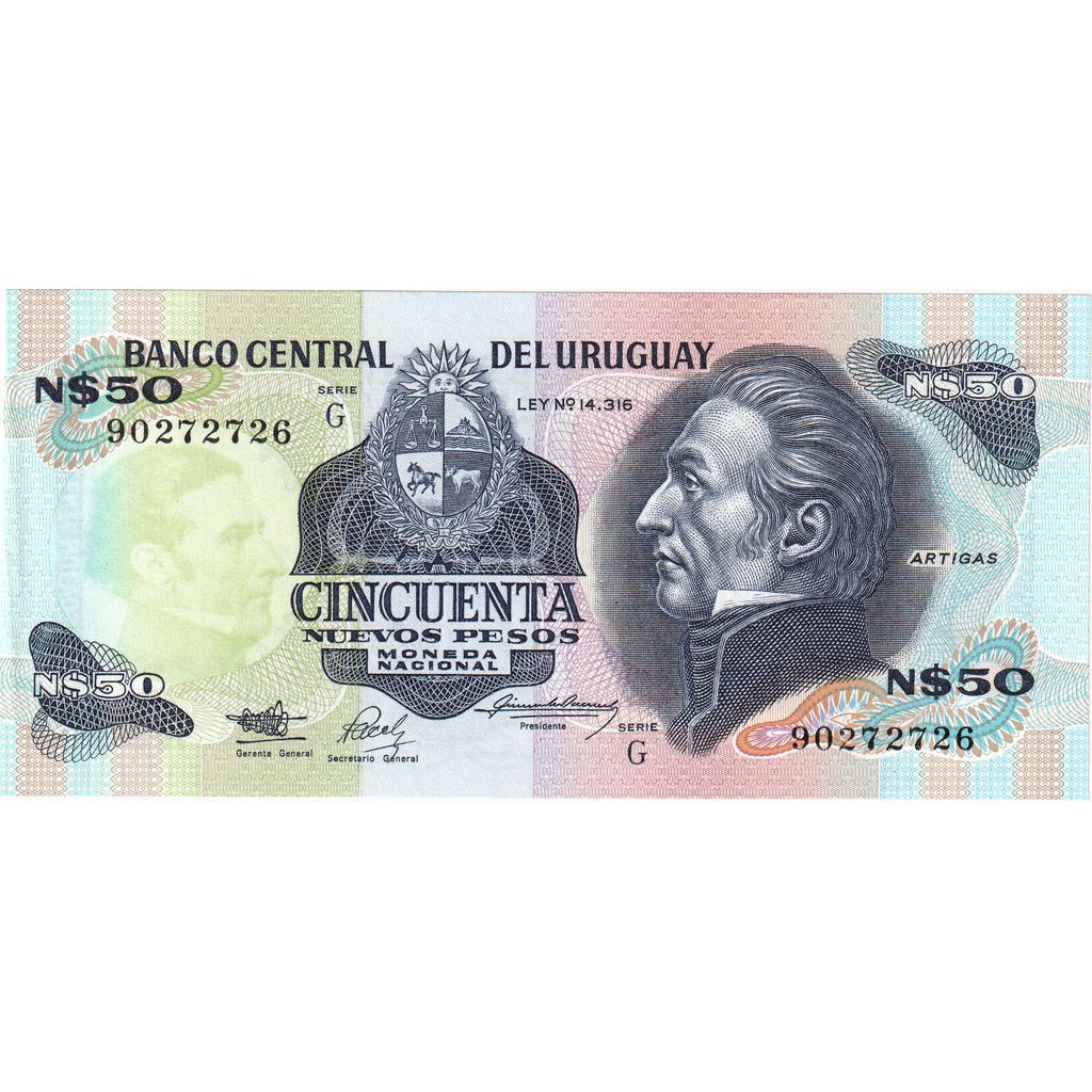 Ουρουγουάη, 
  
  50 Nuevos Pesos, 
  
  UNC(65-70)