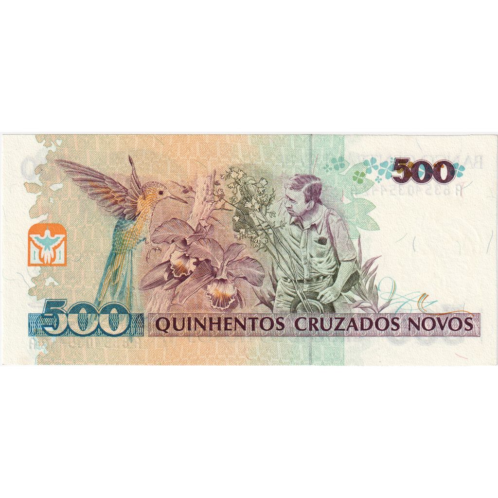 Βραζιλία, 
  
  500 Cruzeiros on 500 Cruzados Novos, 
  
  UNC(63)