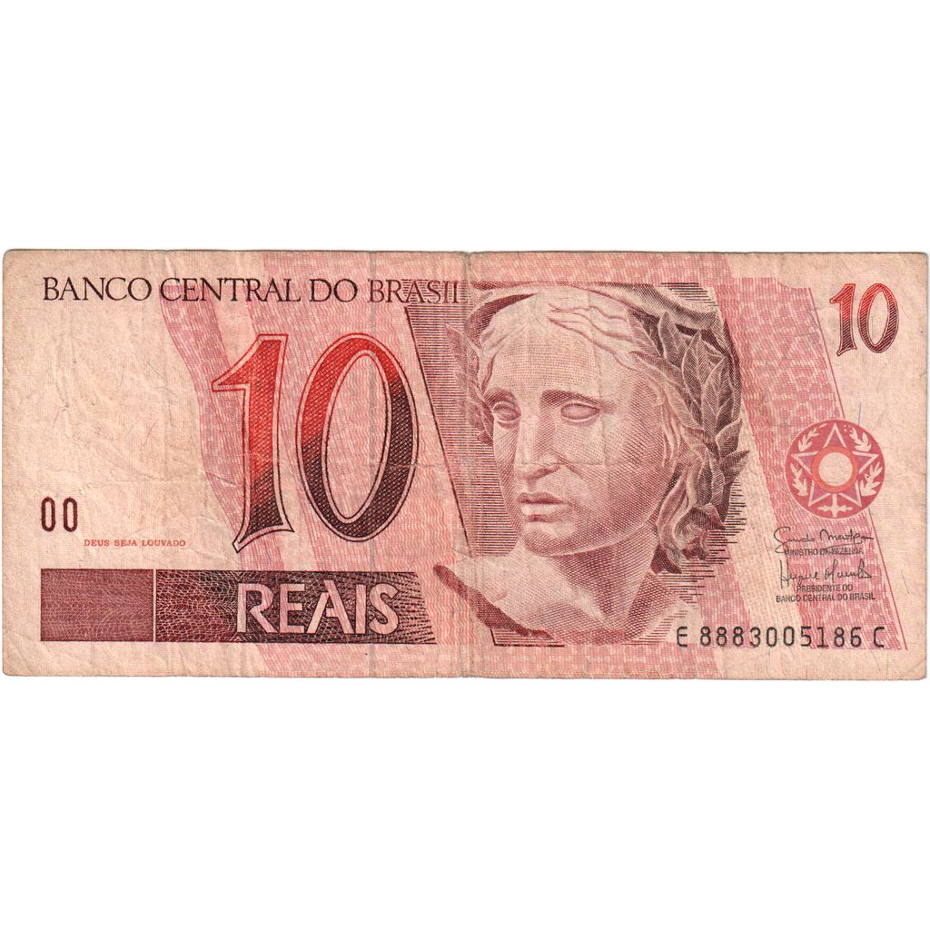 Βραζιλία, 
  
  10 Reais, 
  
  VF (20-25)