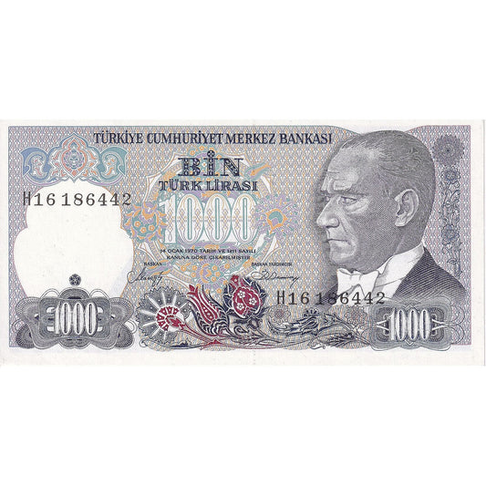 Τουρκία, 
  
  1000 λίρες, 
  
  Ν.1970