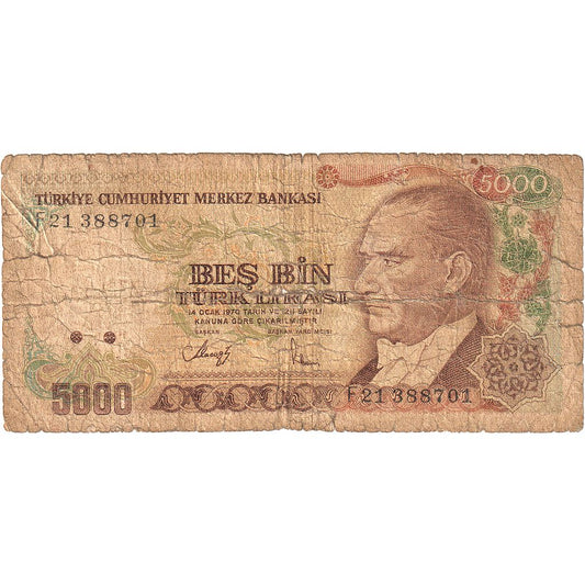 Τουρκία, 
  
  5000 λίρες, 
  
  1970