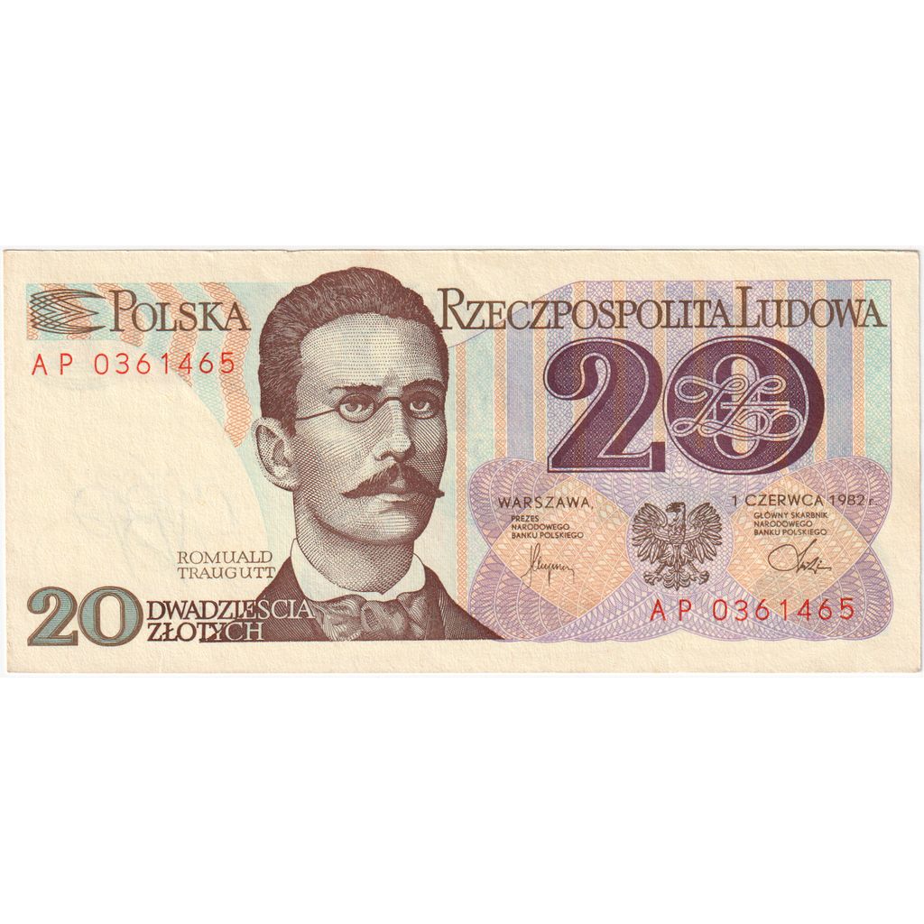 Πολωνία, 
  
  20 Zlotych, 
  
  1982-06-01