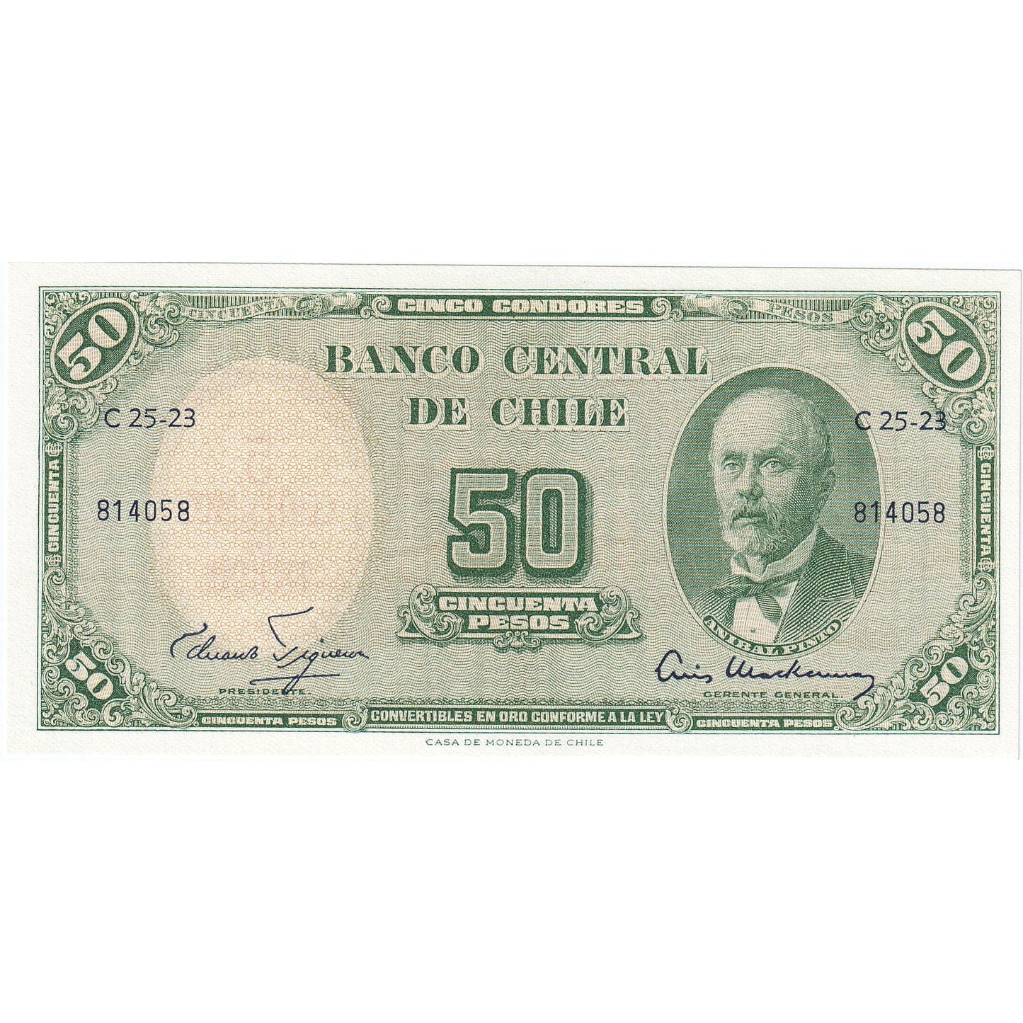 Χιλή, 
  
  5 Centesimos στα 50 πέσο, 
  
  UNC(65-70)