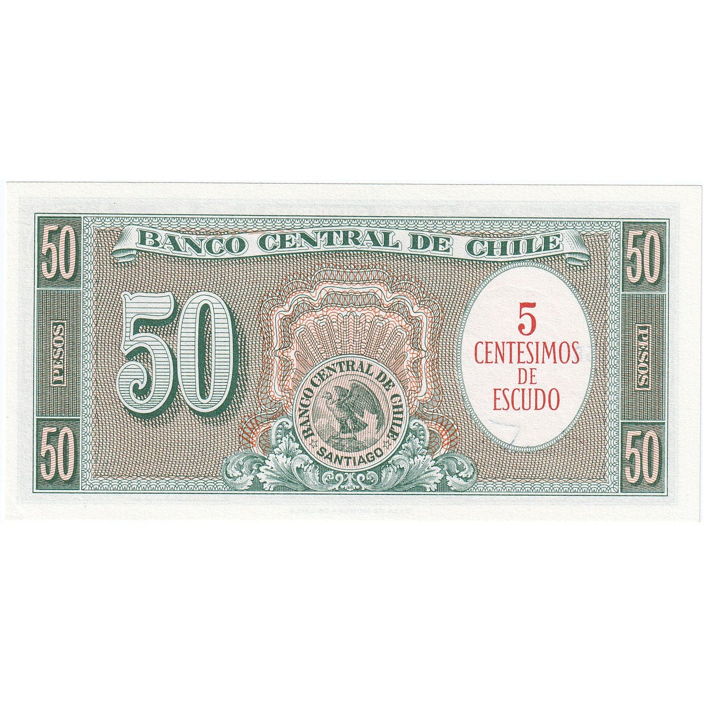 Χιλή, 
  
  5 Centesimos στα 50 πέσο, 
  
  UNC(65-70)