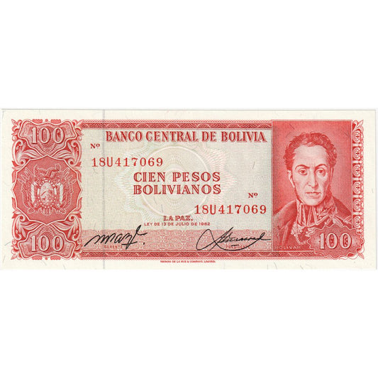 Βολιβία, 
  
  100 πέσος Bolivianos, 
  
  1962