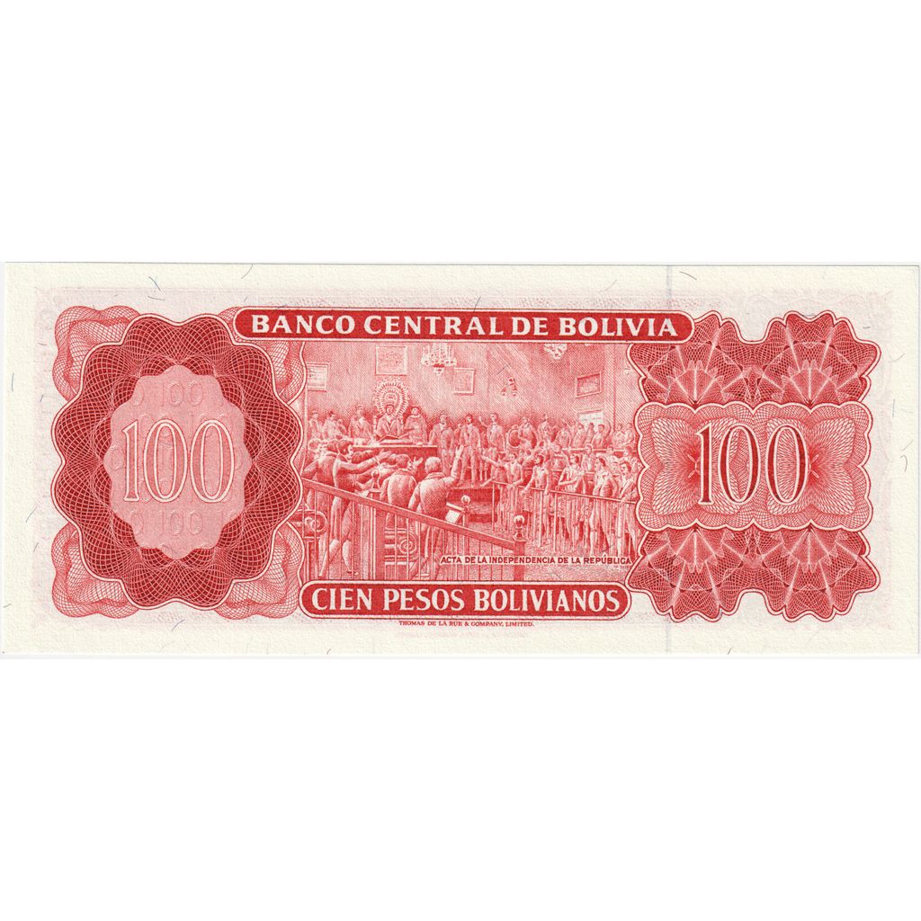 Βολιβία, 
  
  100 πέσος Bolivianos, 
  
  1962