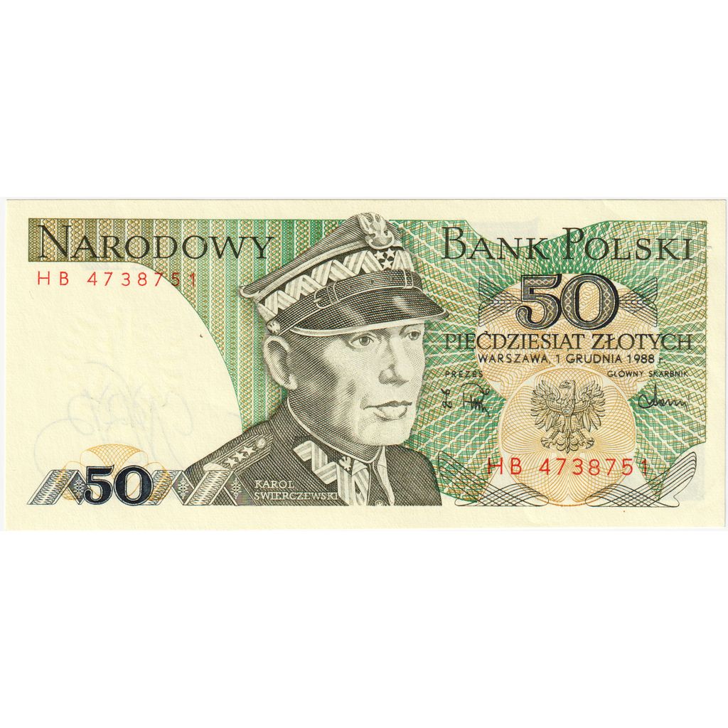 Πολωνία, 
  
  50 Zlotych, 
  
  1988