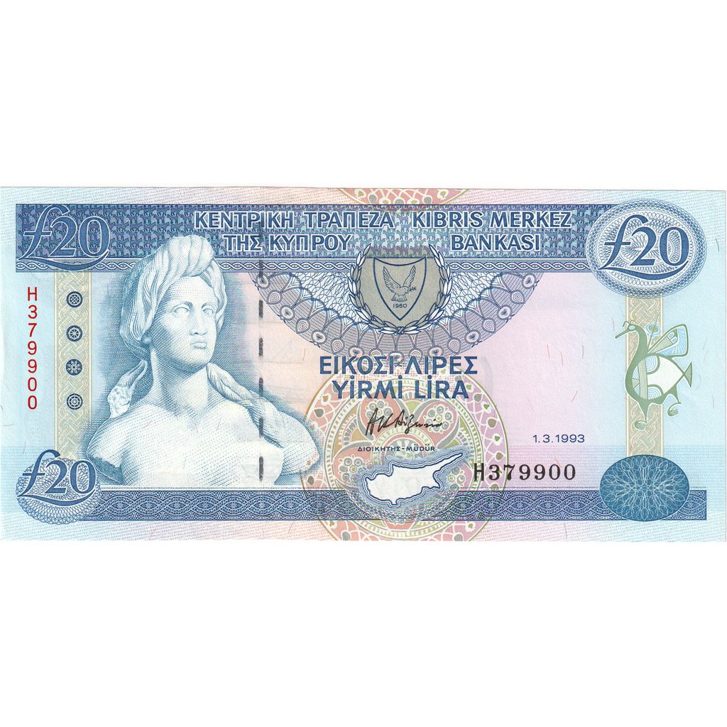 Κύπρος, 
  
  20 λίρες, 
  
  1993