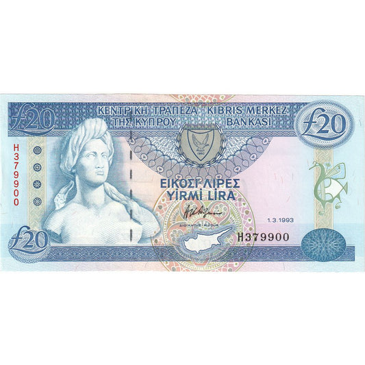 Κύπρος, 
  
  20 λίρες, 
  
  1993