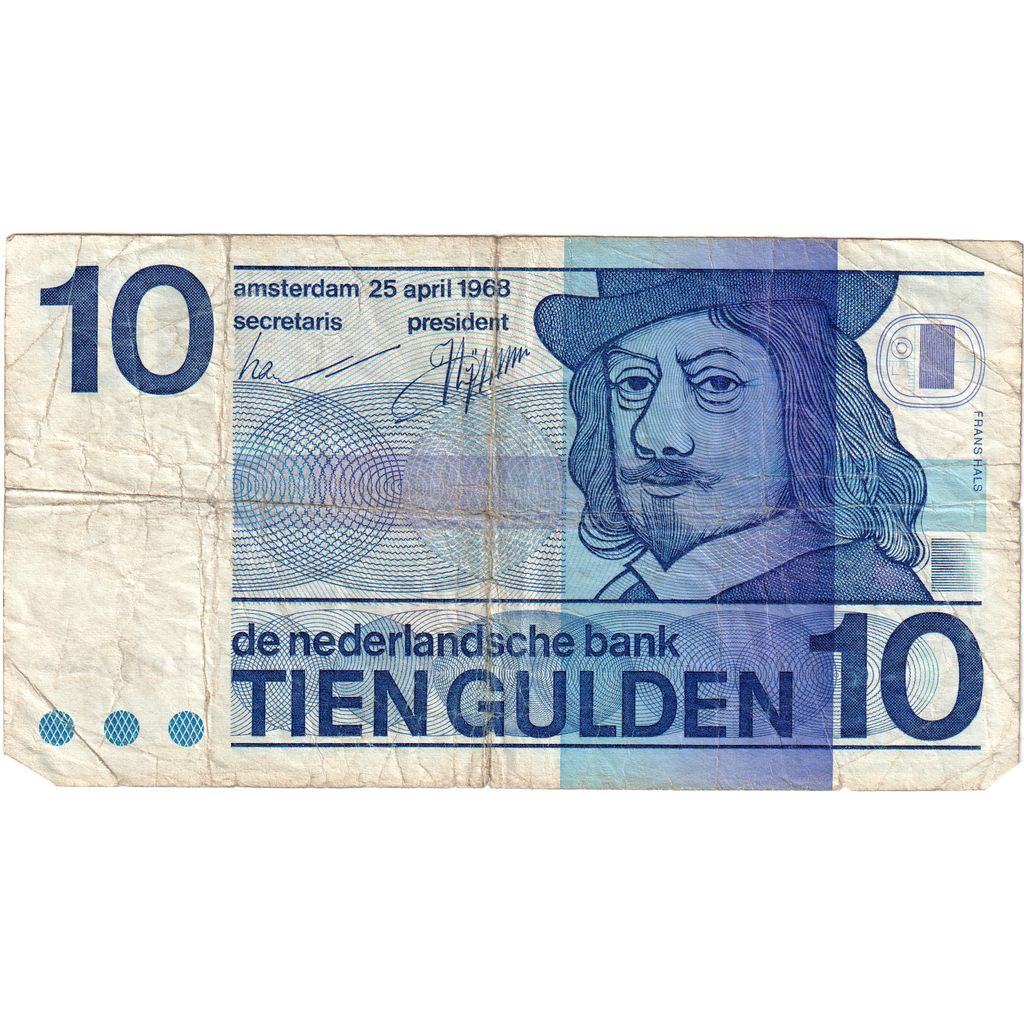 Ολλανδία, 
  
  10 Gulden, 
  
  25-04-1968