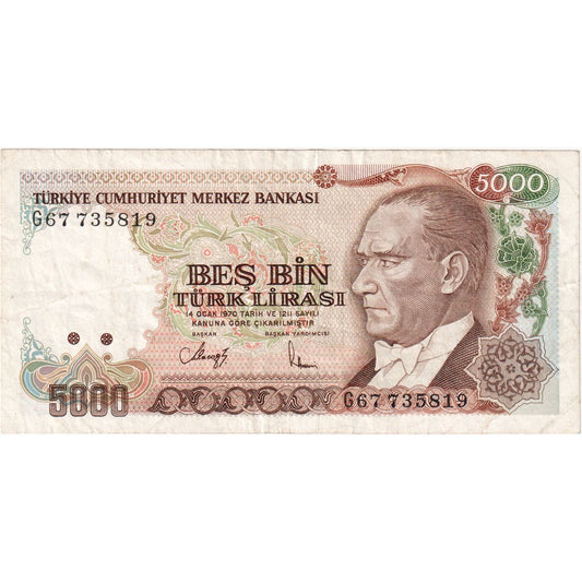 Τουρκία, 
  
  5000 λίρες, 
  
  1990