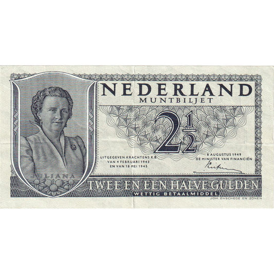 Ολλανδία, 
  
  2 1/2 Gulden, 
  
  1949-08-08