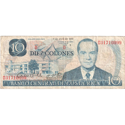 Κόστα Ρίκα, 
  
  10 Colones, 
  
  1983-04-07