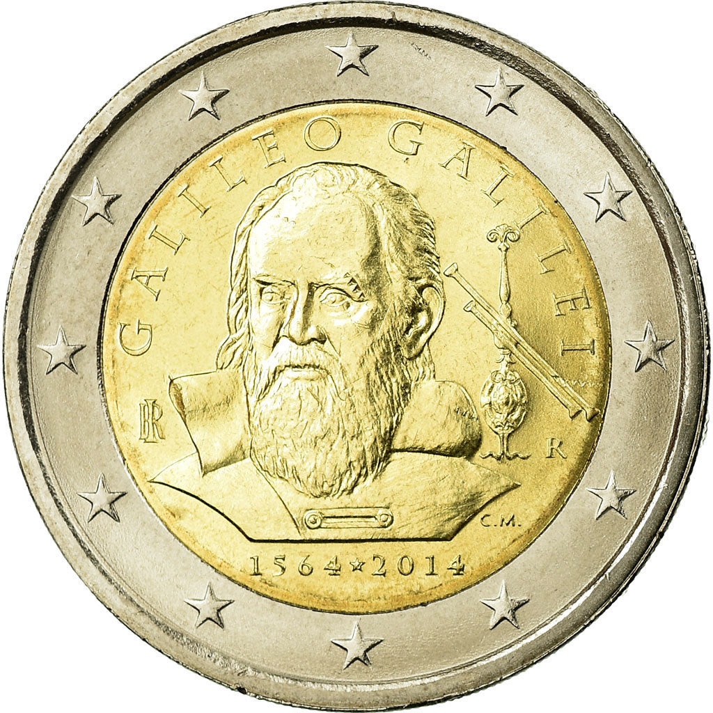 Ιταλία, 
  
  2 ευρώ, 
  
  450 ème anniversaire de GALILEO GALILEI